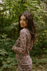 Floral Sheer Dress with Shirring - Pink