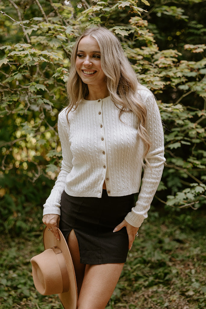 Cable Knit Lightweight Cardigan - Ivory