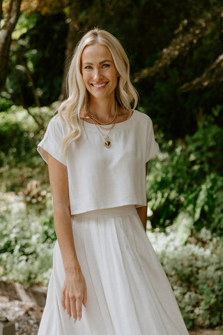 Drape Top with Wide Leg Pant - Linen - Black