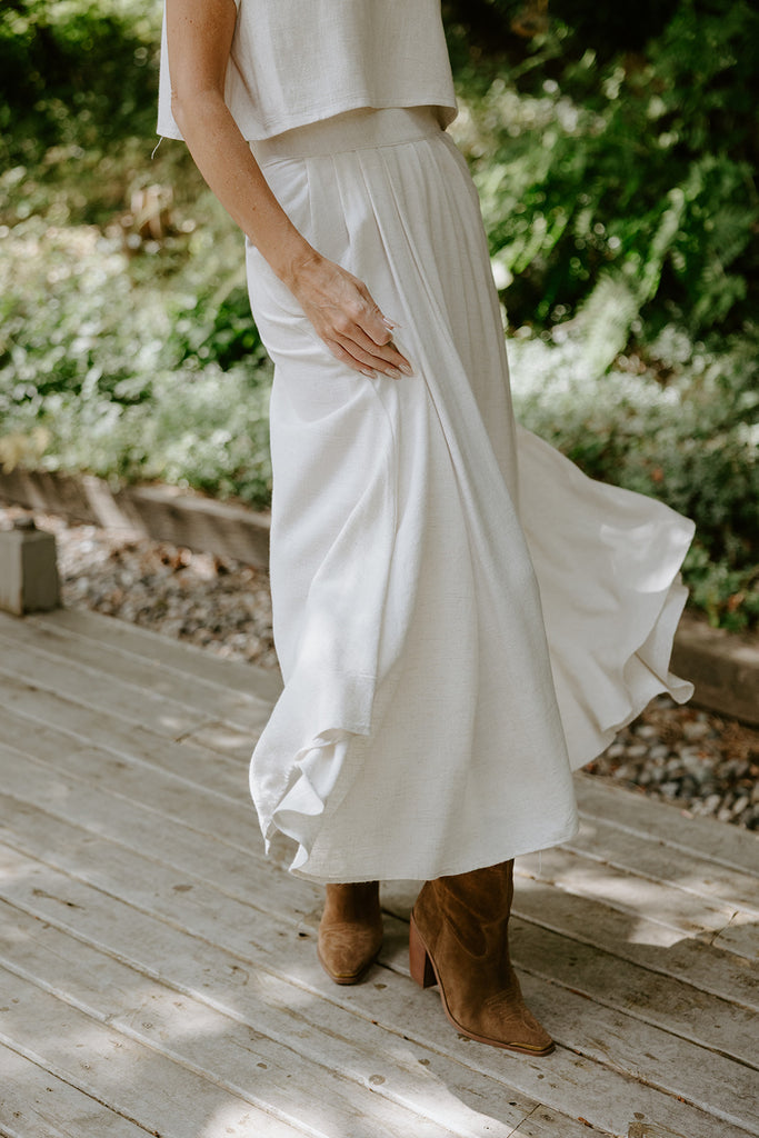 Linen Top & Skirt Set - Oat