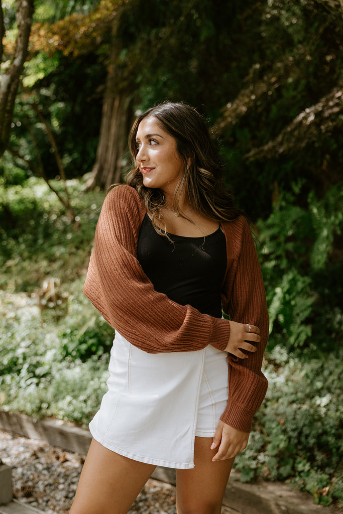 The Cropped Ballet Shrug - Brown