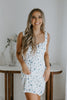 Floral Square Neck Lace Trim Mini - Blue