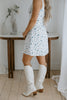 Floral Square Neck Lace Trim Mini - Blue
