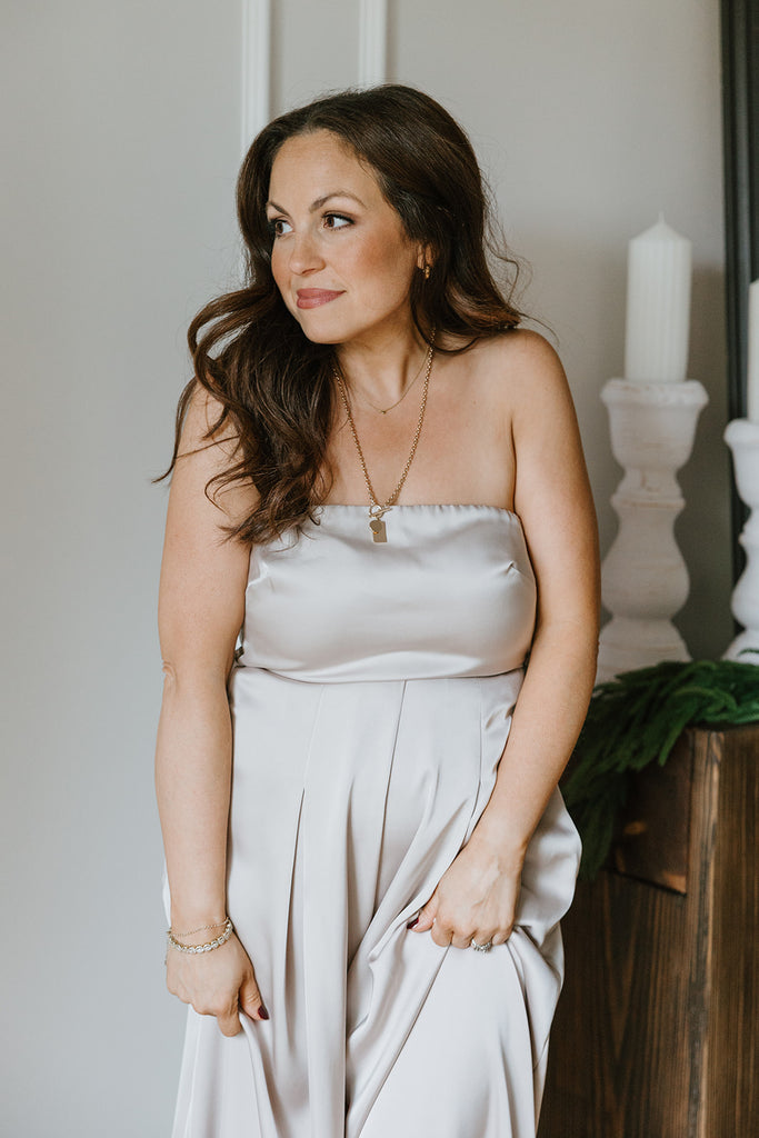 Tube Top Jumpsuit - Champagne