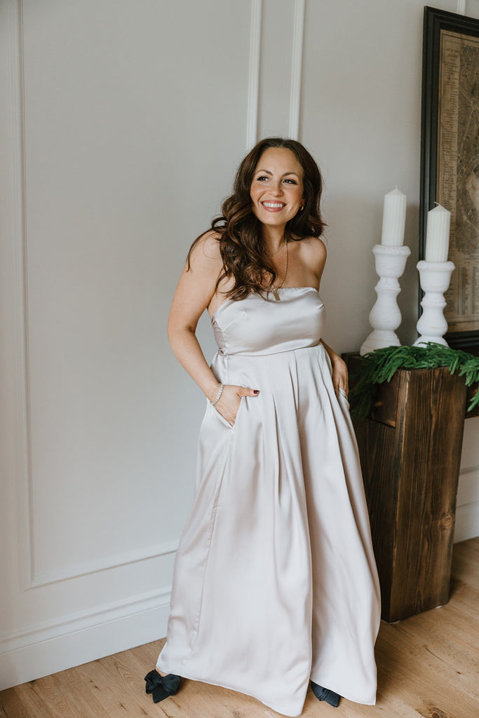 Tube Top Jumpsuit - Champagne
