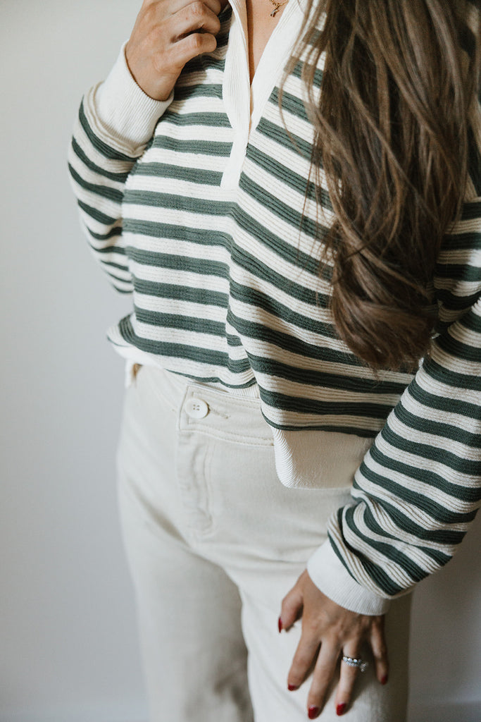 Striped Pull Over - Olive