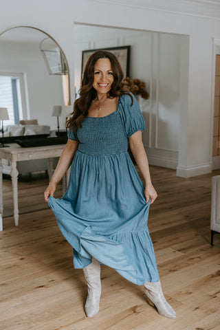Striped Tie Dress - Blue