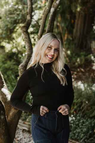 Mockneck Long Sleeve Top - Charcoal