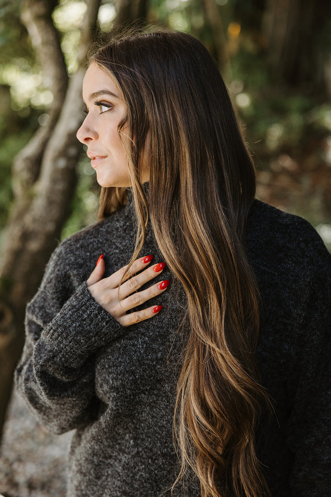 Short Knit Sweater Dress - Black