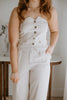 Button Up Vest and Pant Set - Cream