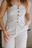 Button Up Vest and Pant Set - Cream