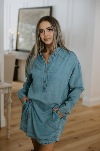 Striped Tie Dress - Blue