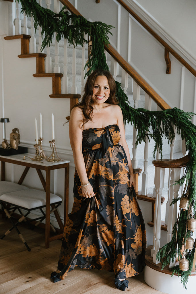 Floral Print Jumpsuit - Bronze