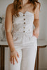 Button Up Vest and Pant Set - Cream