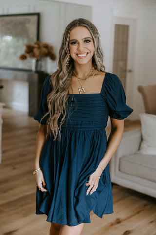 Striped Tie Dress - Blue