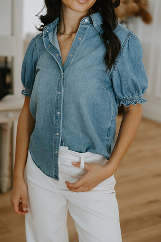 Button Up Vest - Linen - White