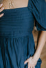 Pleated Detail Puff Sleeve Mini Dress - Navy
