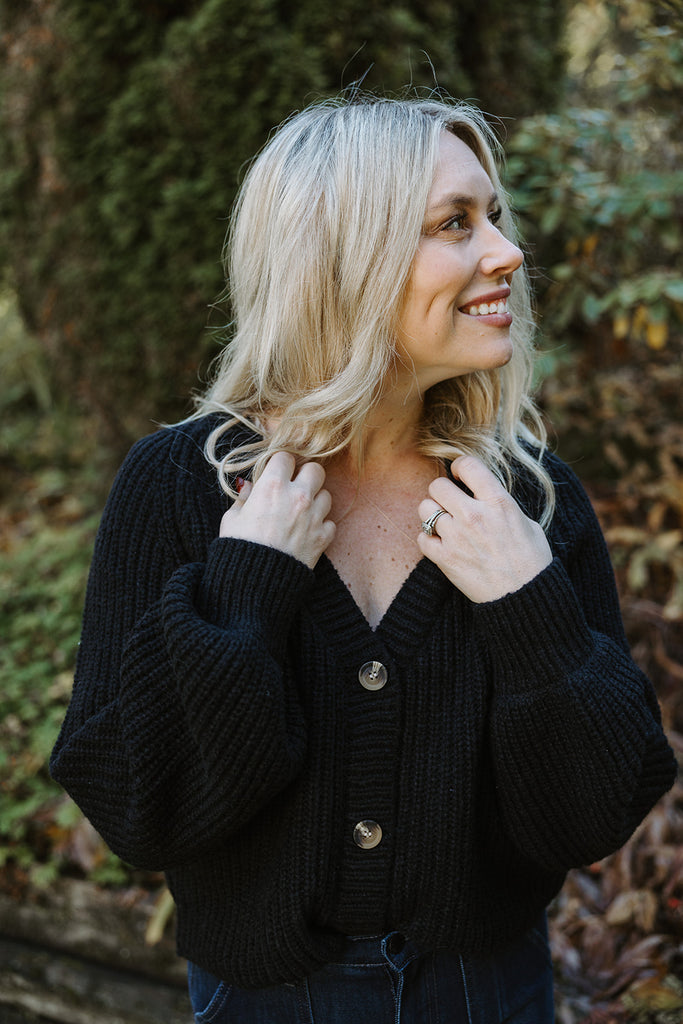 Button Knit Cardigan - Black