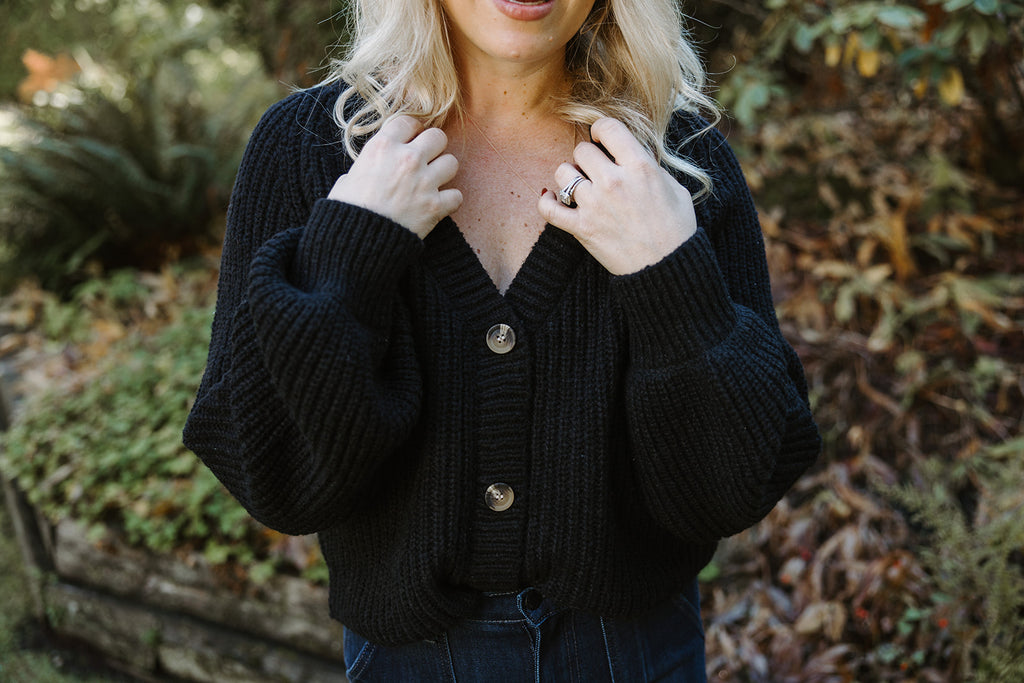 Button Knit Cardigan - Black