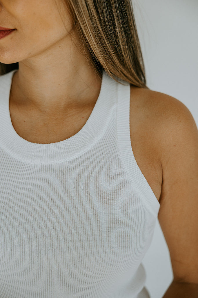 Classic Ribbed Tank - White