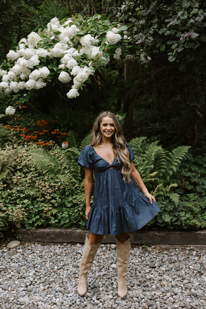 Twisted Bust Dress - Indigo