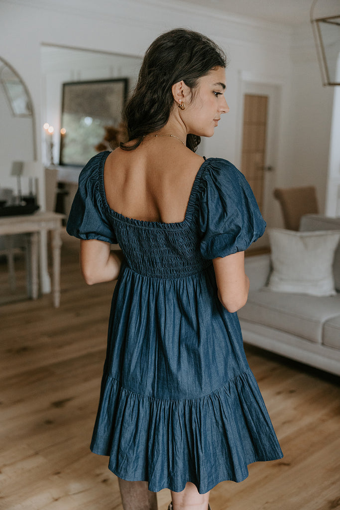Twisted Bust Dress - Indigo