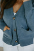 Button Up Ribbed Sweater - Blue