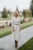 button up belted dress - Cream