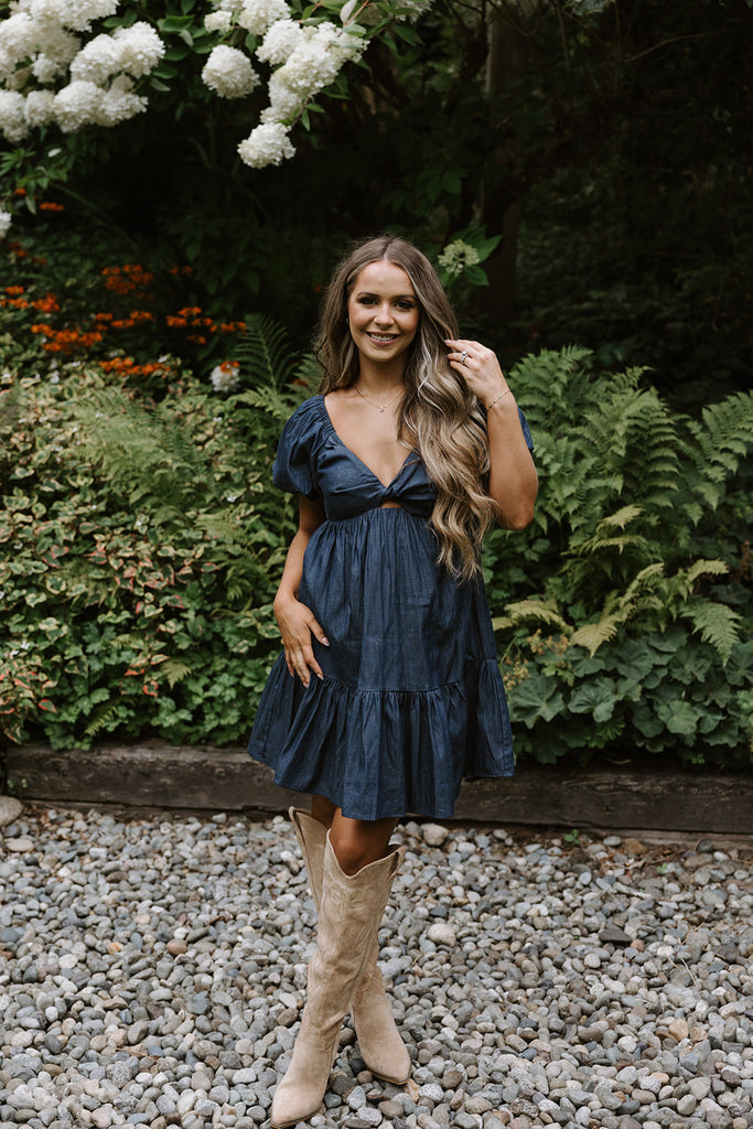Twisted Bust Dress - Indigo