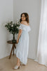 Off Shoulder Dress with Eyelet Details - Blue