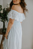 Off Shoulder Dress with Eyelet Details - Blue