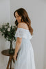 Off Shoulder Dress with Eyelet Details - Blue