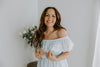 Off Shoulder Dress with Eyelet Details - Blue
