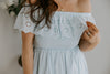 Off Shoulder Dress with Eyelet Details - Blue