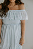 Off Shoulder Dress with Eyelet Details - Blue