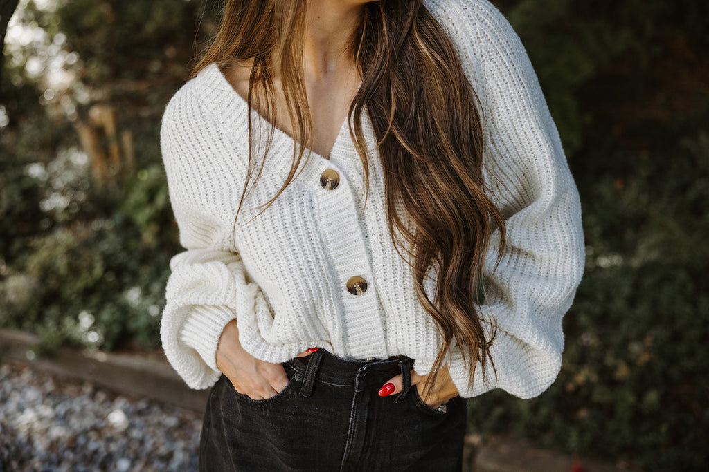 Button Knit Cardigan - Cream