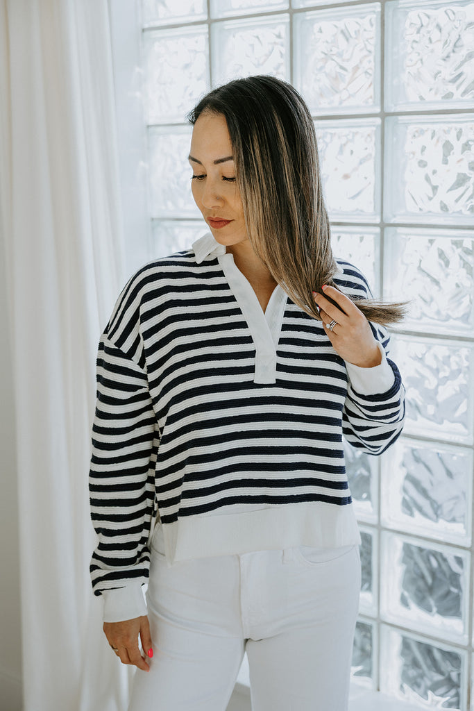 Striped Pull Over - Navy