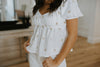 Puff Sleeve Daisy Shirt - White
