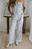 Button Up Vest and Pant Set - Light Blue
