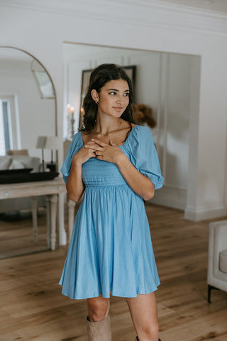 Striped Tie Dress - Blue
