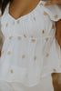 Puff Sleeve Daisy Shirt - White