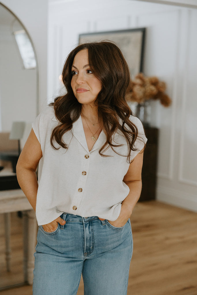 Collared Button Down - Natural