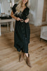 Button Down Belted Midi Dress - Black