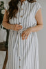 Striped Midi Linen Dress - Blue