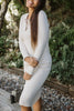 Button Ribbed Dress - Oat