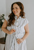 Striped Midi Linen Dress - Blue