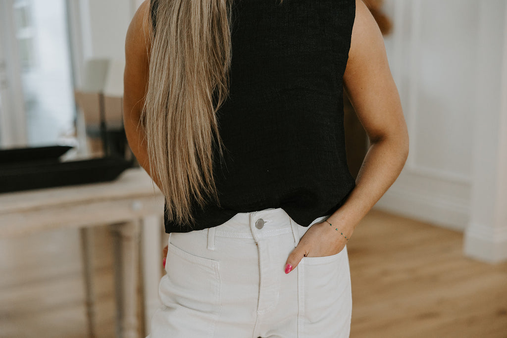 Tank With Back Buttons - Black