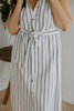 Striped Midi Linen Dress - Blue