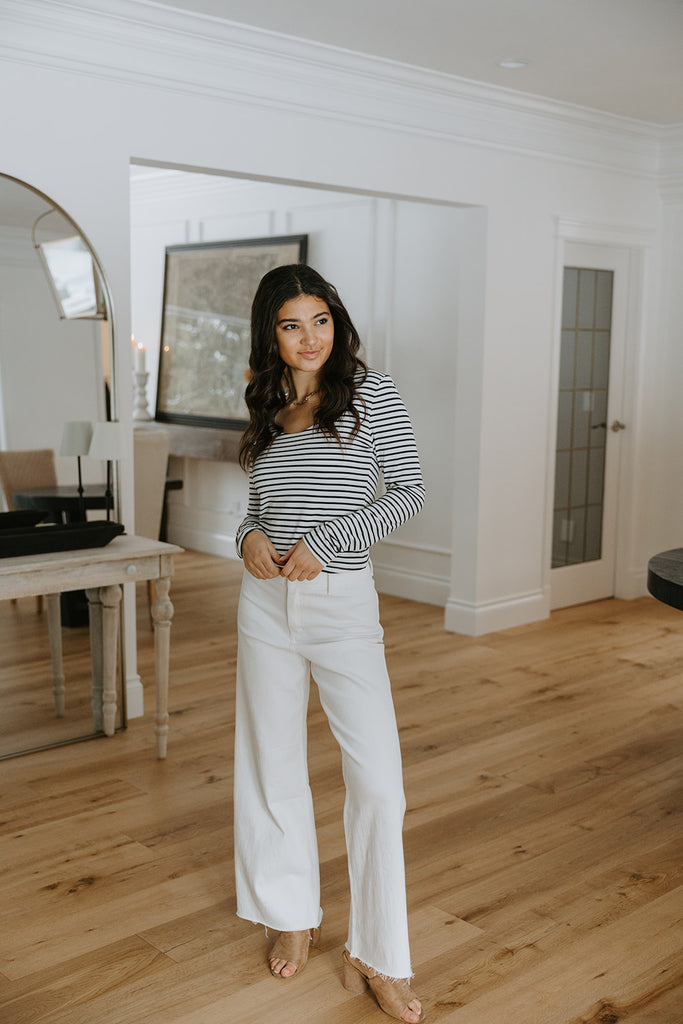 Striped Casual Long Sleeve - Ivory