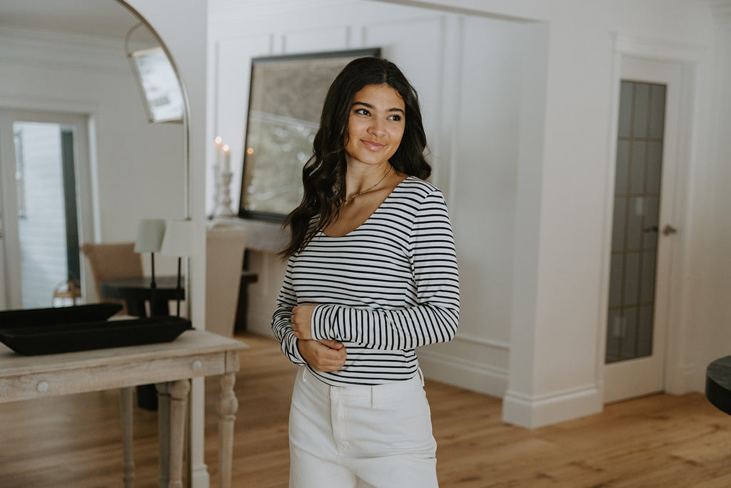 Striped Casual Long Sleeve - Ivory